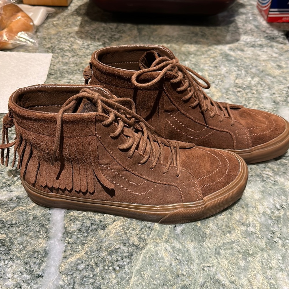 Vans suede high top shoes with fringe